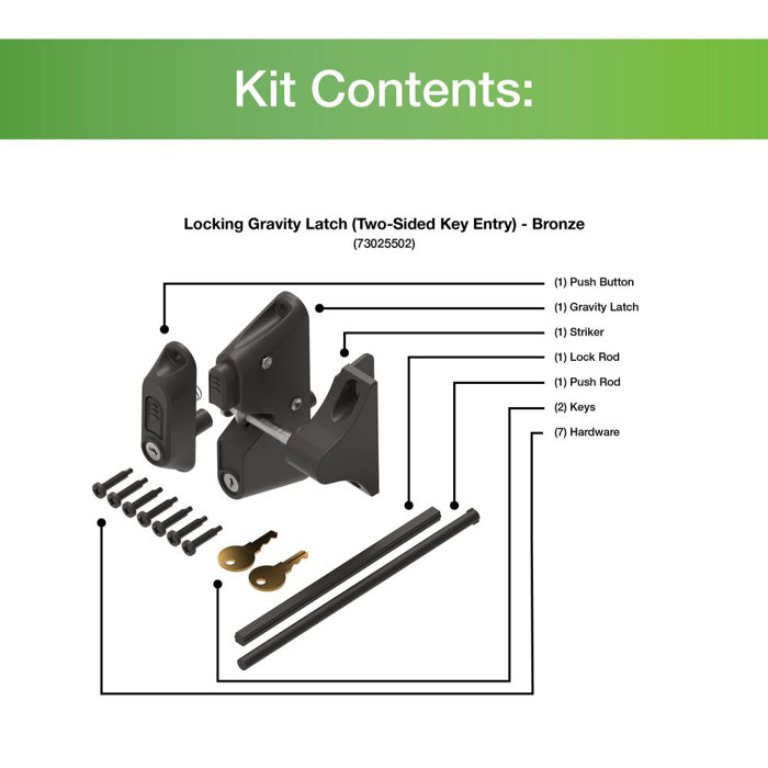 Barrette Outdoor Living Locking Gravity Latch with TwoSided Key Entry